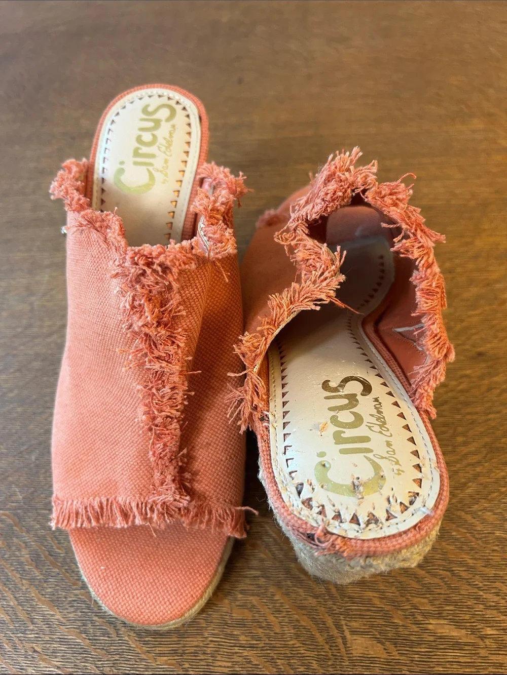 CIRCUS BY SAM EDELMAN Baker Wedge fringe Orange denim Sandals size 8.5